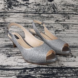 6.5 Sparkle Slingback Peep-toe WEDDING Heels PUMPS